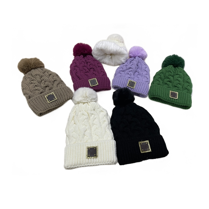 Inverno di marca femminile pelliccia pompon cappello berretto di moda le donne designer berretto lavorato a maglia berretti donna addensare berretti caramella cappello in pile colorato 2023