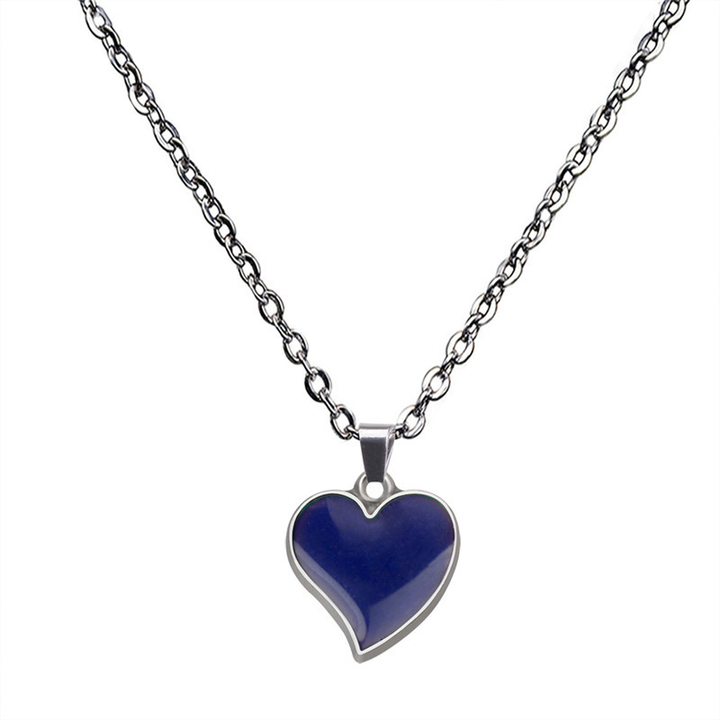 Trendy Thermochromic Heart Necklace Woman Designer Jewelry Stainless Steel Link Chain South American Womens Choker Love Silver Necklaces Valentines Day Gift