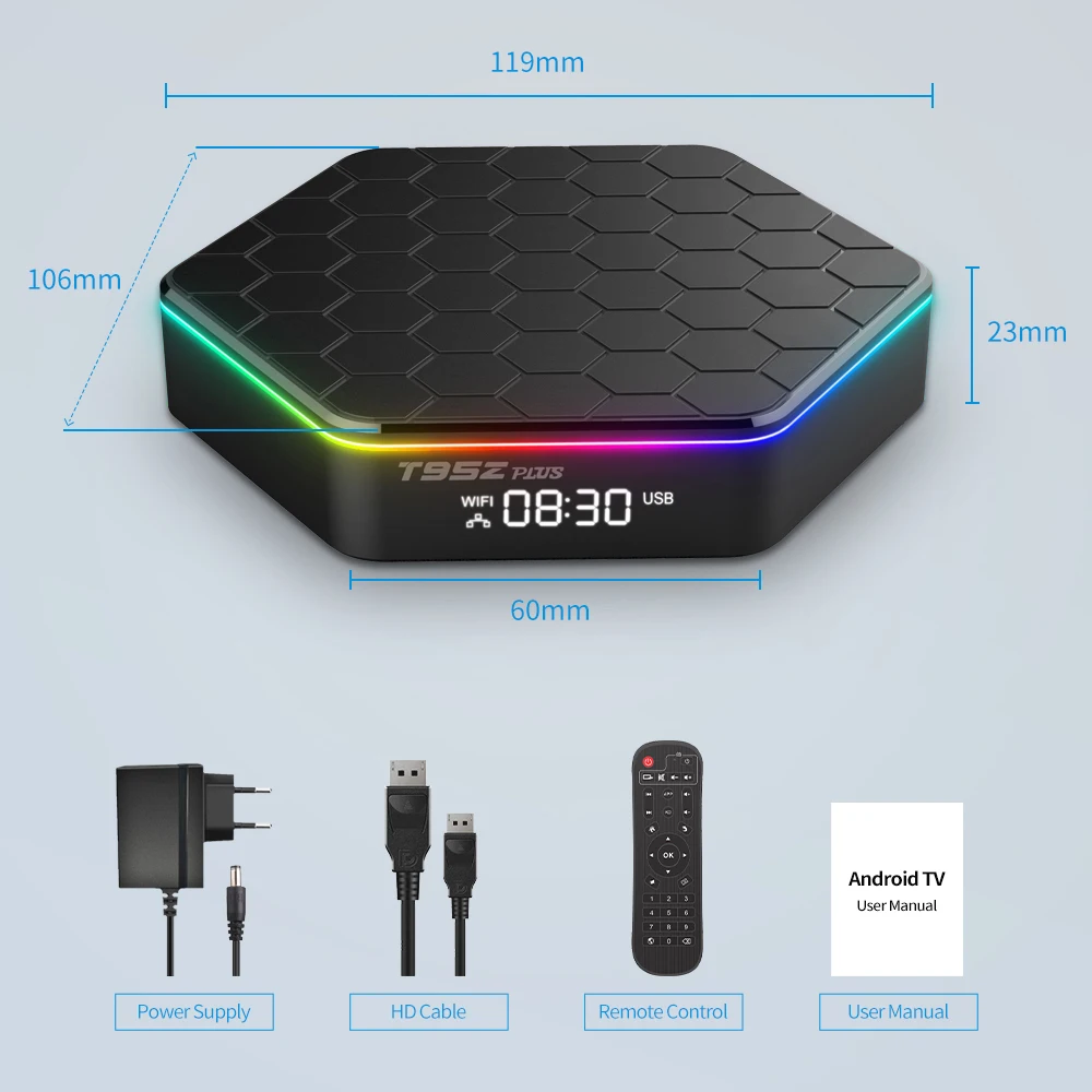 T95Z PLUS Android 12 TV Box Allwinner H618 6K 2.4G 5G Wifi6 4GB 64B 32GB 2GB16GB BT5.0 H.265 Global Media Player