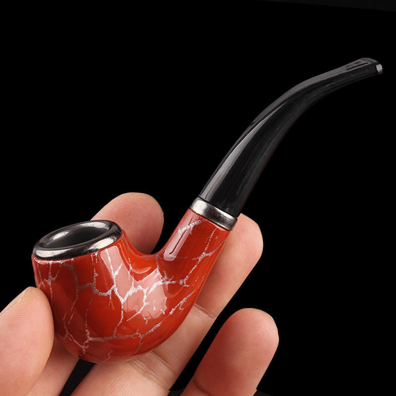 Smoking Pipes Resin bakelite pipe, old-fashioned filtering iron pot, marble pattern entry-level pipe