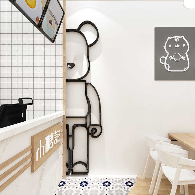 Nieuwe Bearbrick Muursticker Acryl Beer Baksteen Spiegel Muur Sticker Cartoon Blok Beer Slaapkamer Woonkamer Home Decor