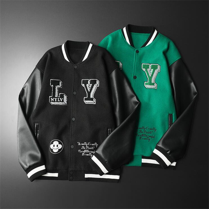 2023ss Luxe Herenjassen Modemerk Heren Dames Jas Vintage Losse Lange Mouw Groen Baseball Heren Hiphop Herfst Varsity Casual Warme Bomberkleding