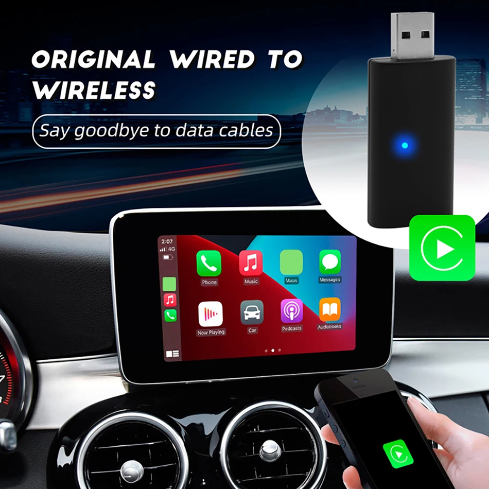 Car Wired To Wireless Carplay Box Adapter Bluetooth Compatible Original Wired Carplay Dongle AI Box for Retrofit Android Auto