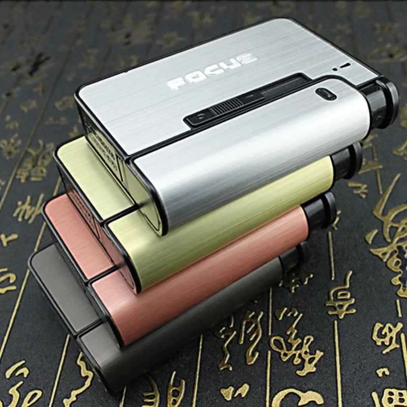 Lighters Nowe przenośne lżejsze automatyczne papierosy metal Holder Gadżet prezentu męski