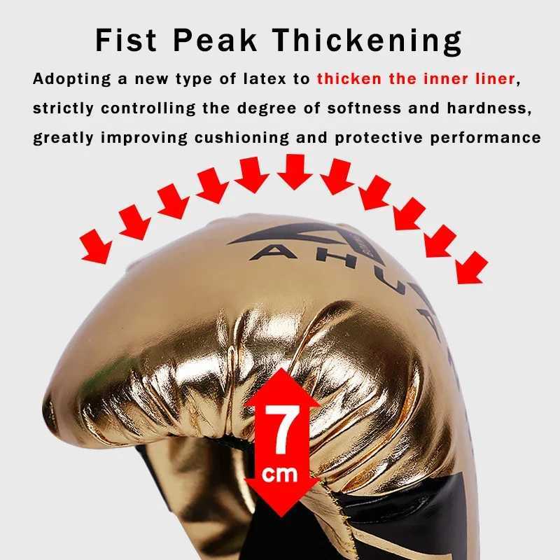 Protective Gear Golden Color MMA Kickboxing Gloves Breathable Comfortable Boxing Glove Kids Men Training Competitio Thickened Protective Combat HKD231123