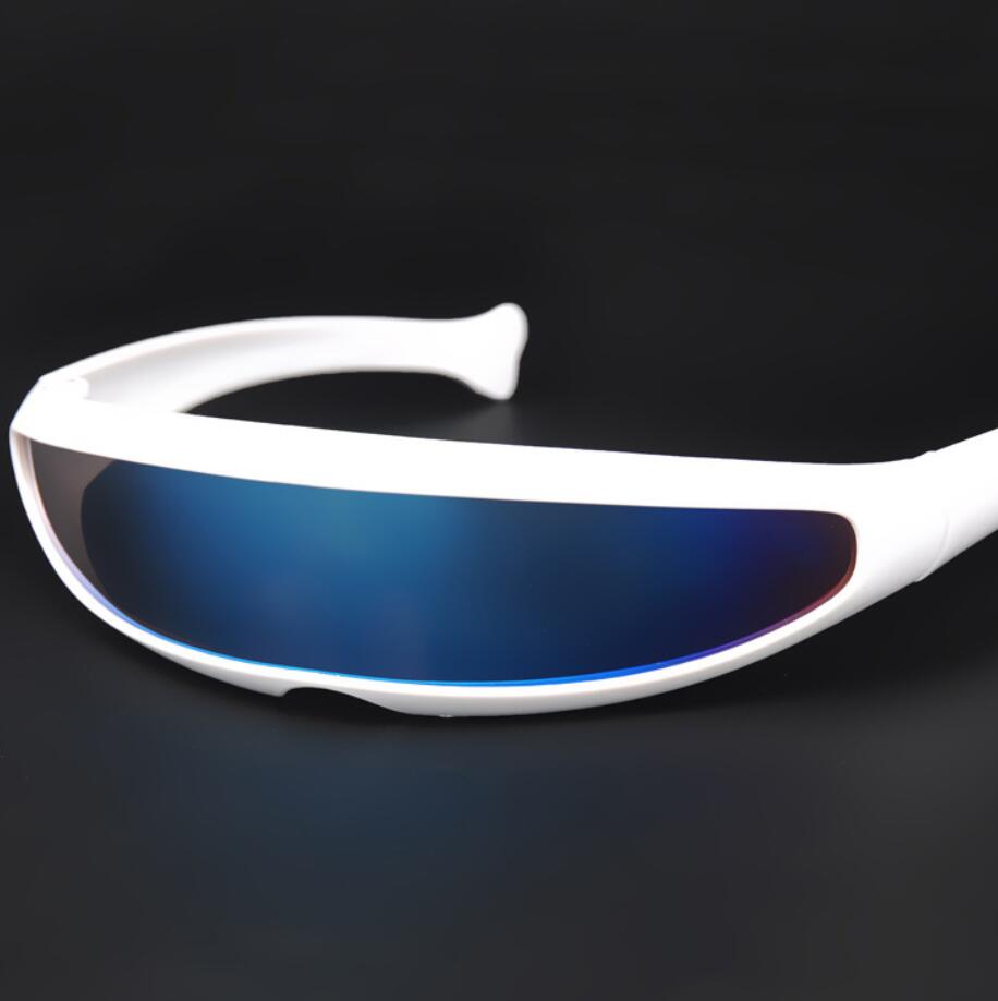 Futuristiska smala Cyclops Solglasögon Laserglasögon UV400 Personlighet Mirrored Lens Costume Eyewear Glasses Space Robot All-In-One Solglasögon