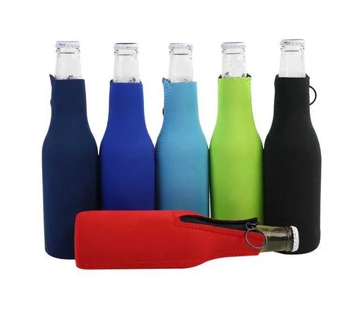 Andra dricksflaskor täcker isolerad hylsa påse diy sommarisolator 330 ml dragkedja ölflaskhållare DH0814