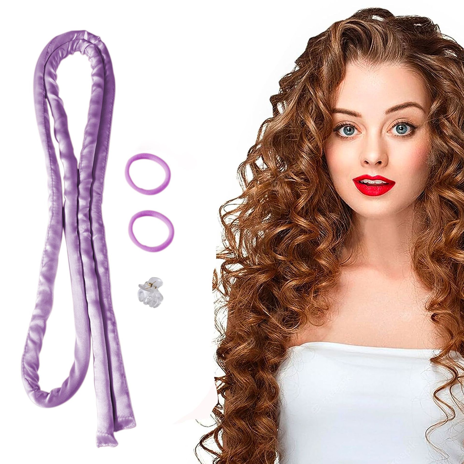 Sem calor modeladores de cabelo ondas pequenas rolos de cabelo preguiçosos diy sem calor curling haste bandana dormir cachos de seda macia laços perm hastes