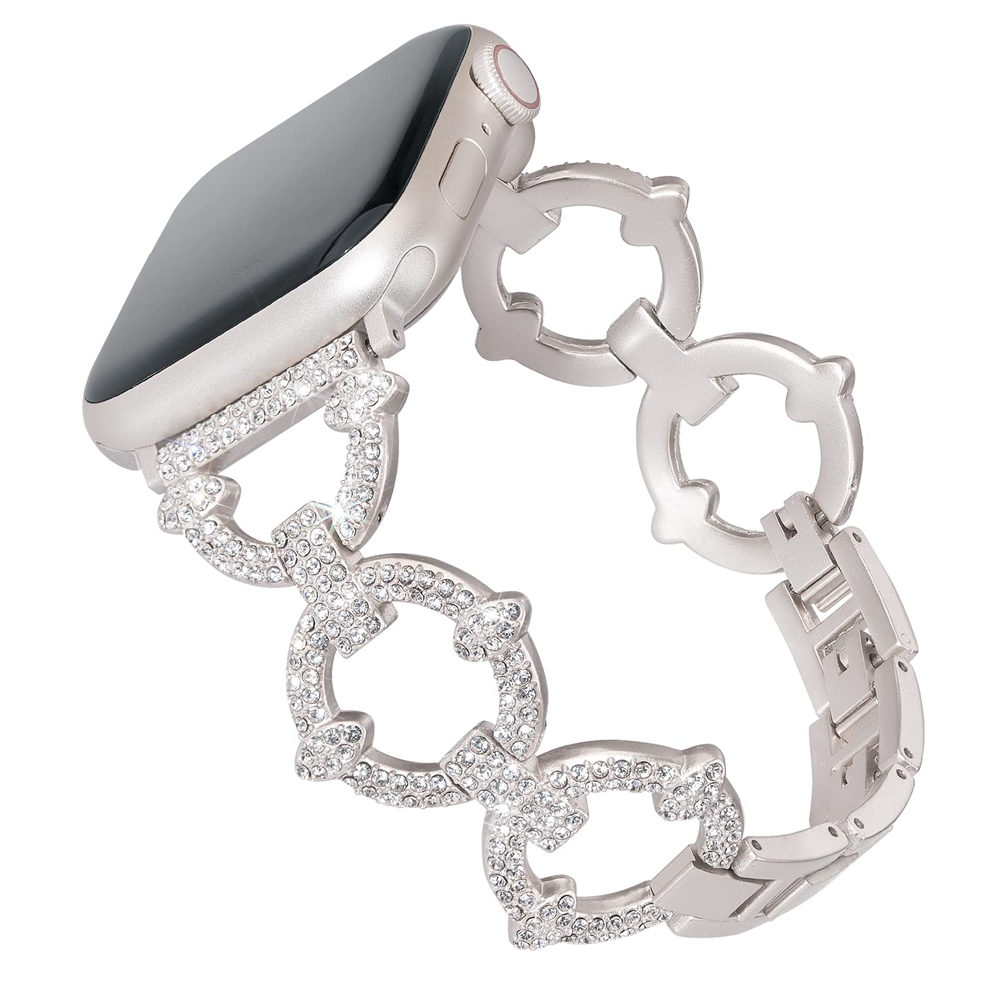 Correa de pulsera de joyería delgada y elegante con diamantes ostentosos para Apple Watch Ultra 8 7 6 5 4 3 SE, banda de repuesto con diamantes de imitación