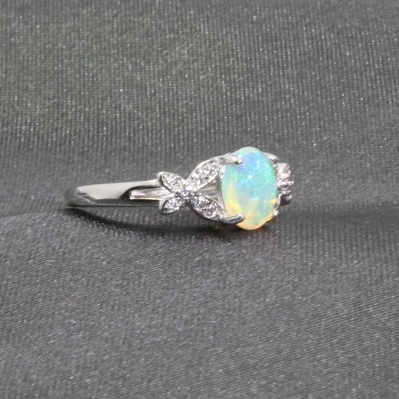 CoLife Jewelry Ring aus 100 % natürlichem Opal für Damen, 0,4 ct, australischer Opal, Silberring, massiver Opalschmuck aus 925er Silber