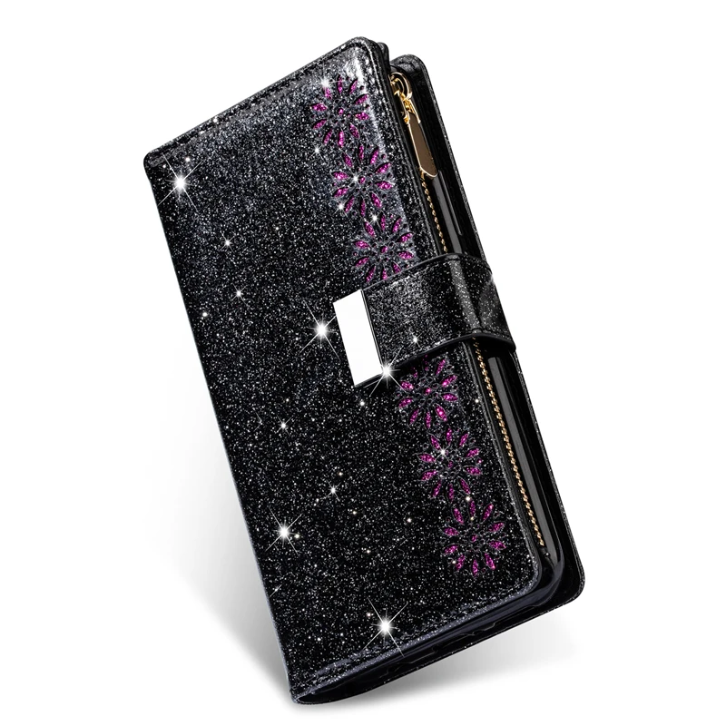 Luxe Flip Glitter Lederen Portemonnee Tas Case Voor Xiaomi Mi 12T 11T Pro 13 Ultra 13 12 10T Lite 12X 12S Pro Kaarthouder Magnetische Stand Cover
