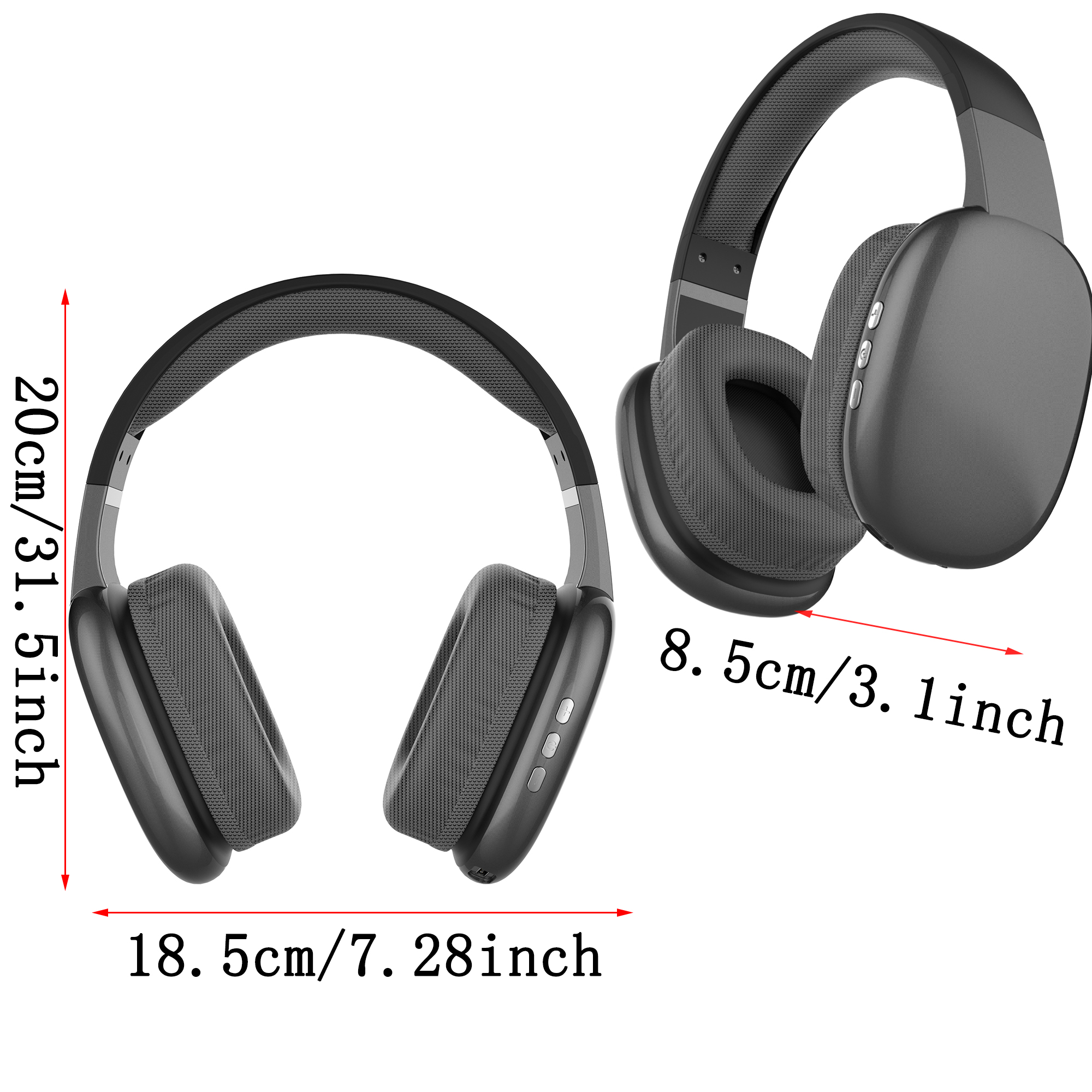 Casque ultra sans fil avec micro rechargeable sur l'oreille Bluetooth avec 10 heures de lecture, emplacement SD, fil de secours - casque à coussin doux