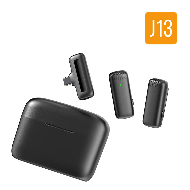 J13 Microfones Lavalier Dual Sem fio 2.4G Microfone sem fio Clipper na transmissão ao vivo Live Broadcasting