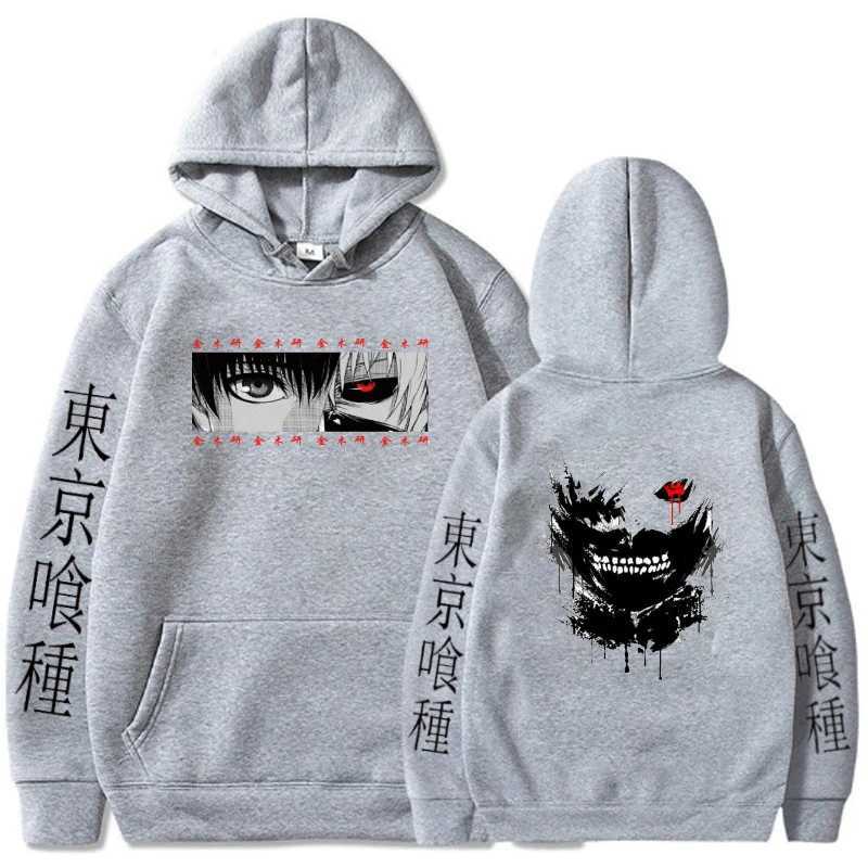 Herrtröjor tröjor anime hoodie tokyo ghoul kenaki män kvinnor avslappnad lös tryck pullover harajuku streetwear kläder w695