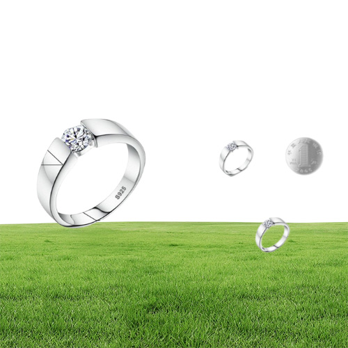 Wysłano certyfikat 100 solid 925 Srebrne pierścienie okrągły litbaire CZ Cyrron Wedding Pierściołów Modna biżuteria dla kobiet i mężczyzn KPRD101373558