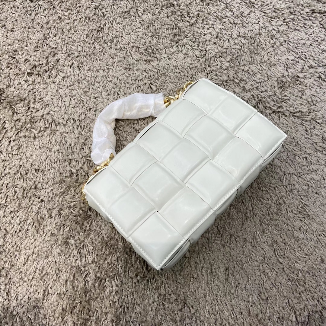 Echt leer gewatteerde cassettetas Crossbody tas in dubbelzijdig Maxi Weave echte lederen kettingkoppelingen Messenger kussentassen 2453