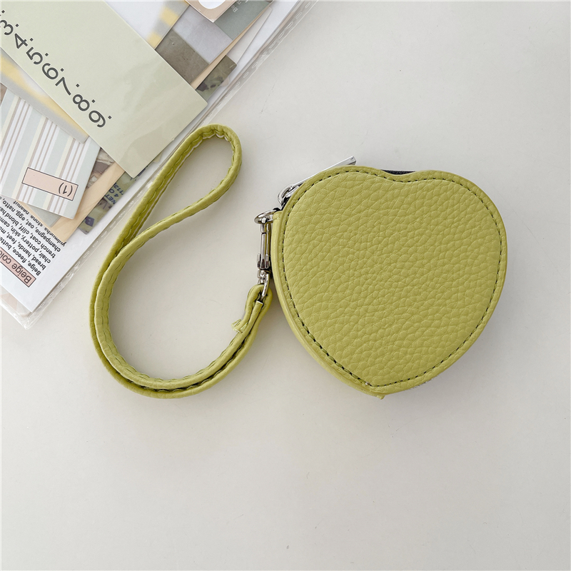 Universal Wristband Litchi Grain Leather Zipper Vogue Earphone Case for TWS Aripods Pro 2 3 Wireless Earphone Rope Love Heart Lychee Pattern Pouch Bag Shell