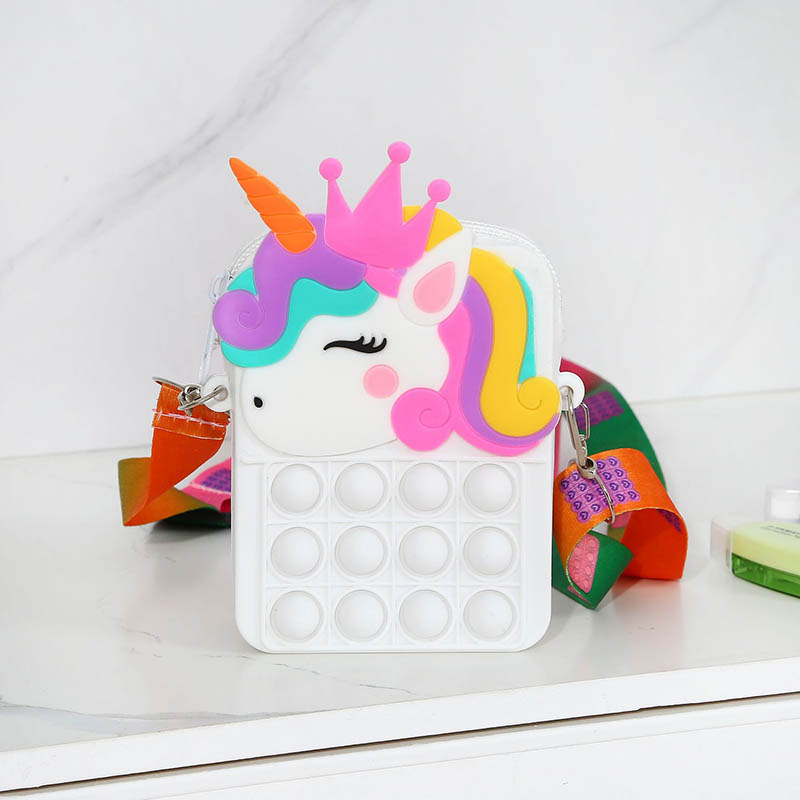 Sac à bandoulière design licorne pour enfants, sacs à bulles anti-Stress, 6 styles