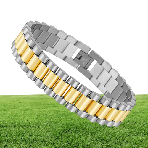 10mm/15mm de luxo masculino Hiphop Band R Bracelet Rock Punk Rock Gold Silver Punk 316L Aço inoxidável Casal da faixa de vigia Bangles Bangles Jewelry1099119