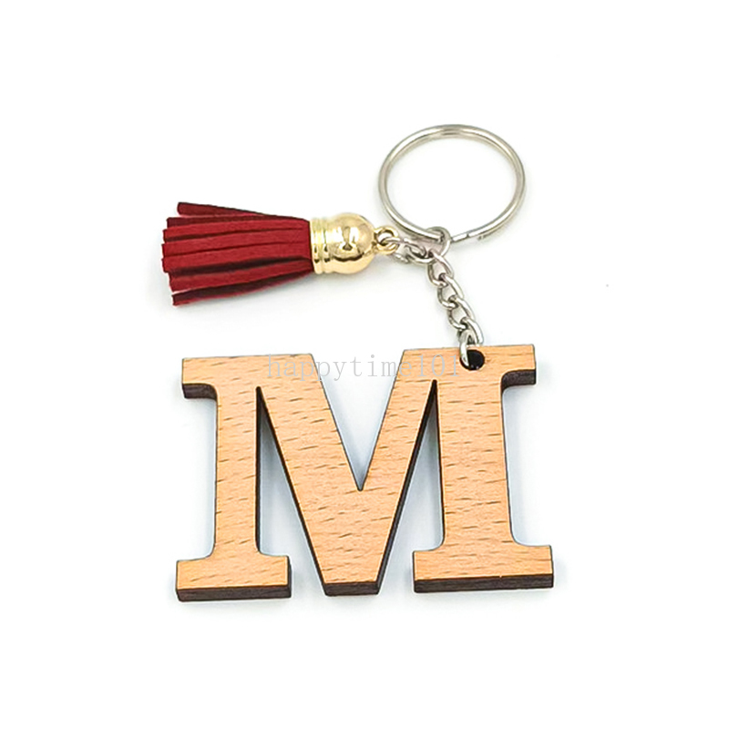 Houten A-Z Brief Hanger Sleutelhanger Nieuwe Leuke Brief Sleutelhangers Vrouwen Mannen Mode Houten Autosleutel Ring Houder Tas Opknoping accessoires