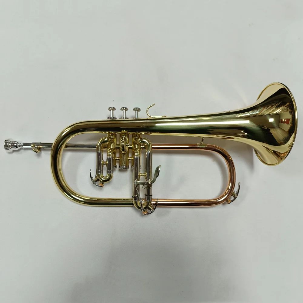 Brass body Gold lacquer Tone Bb Flugelhorn