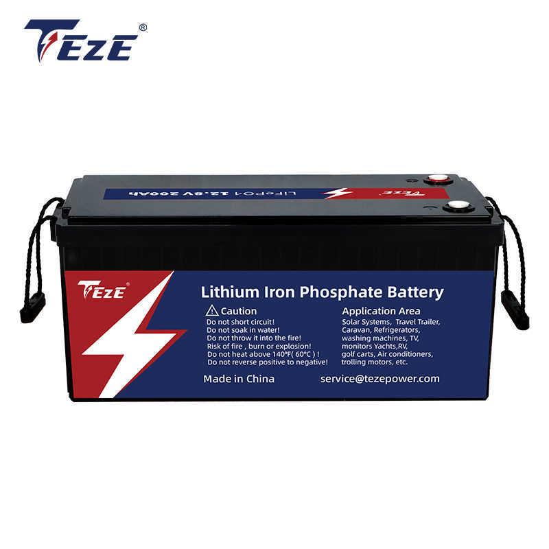New 12V 200Ah LiFePo4 Battery Pack Lithium Iron Phosphate Batteries Built-in BMS LED Display 6000 Cycle For Solar Boat No Tax