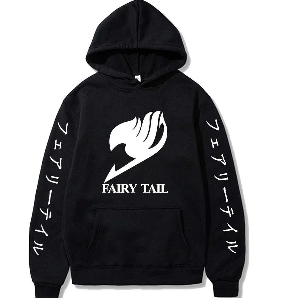 Erkek Hoodies Sweatshirts Japonya Sıcak Anime Peri Kuyruğu Erkekler Kadın Uzun Kollu Sweatshirt Manga Siyah Çift Büyük Boyutlu Günlük Kapüşonlu Kıyafetler 4m3d