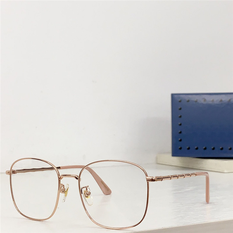 새로운 패션 디자인 스퀘어 광학 안경 1987OA 금속 프레임 대나무 모양 사원 간단하고 우아한 스타일 상자와 함께 다목적 안경을 처방 렌즈를 수행 할 수 있습니다.