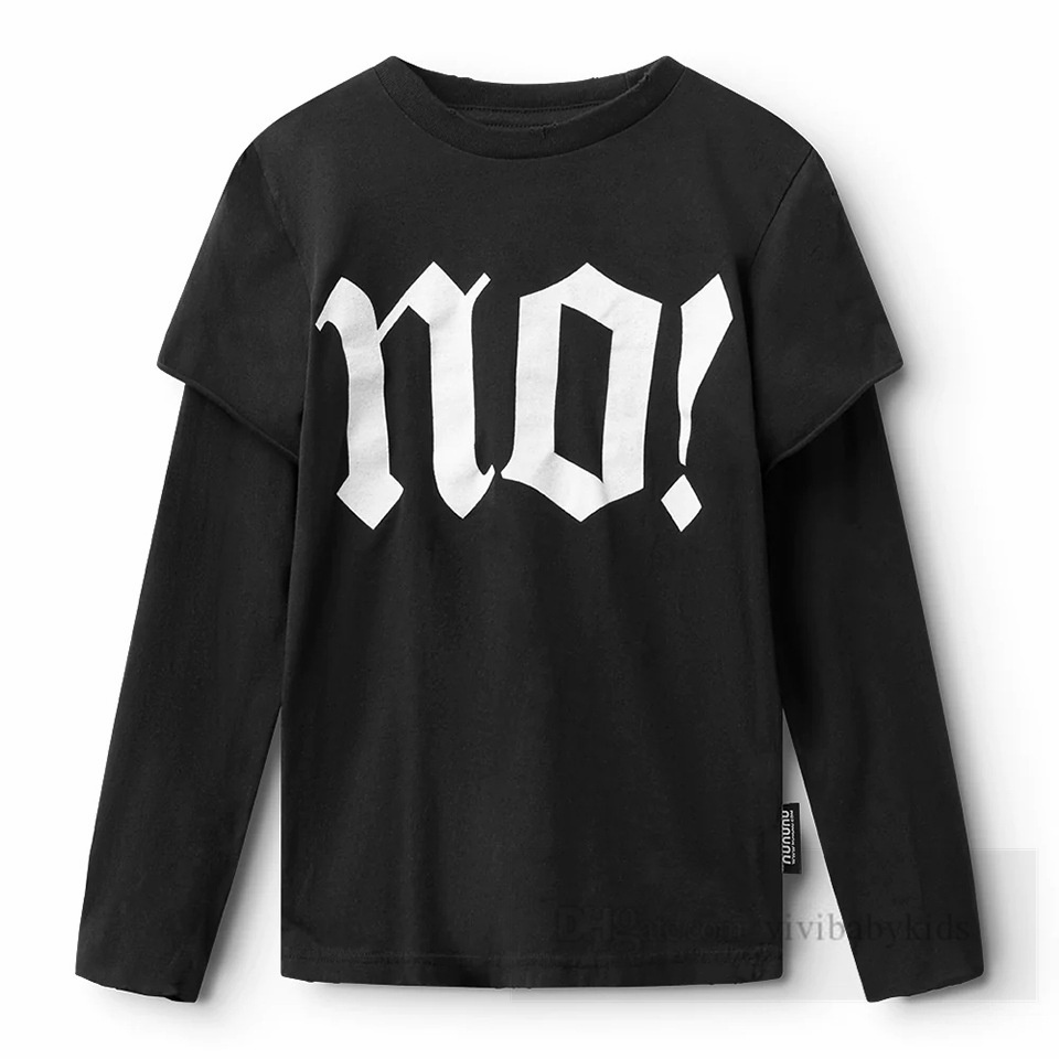 Kids schedel brief gedrukt T-shirt jongens meisjes nep tweedelige casual tops herfst kinderen ronde kraag lange mouwen dieptepunt shirts Z5549