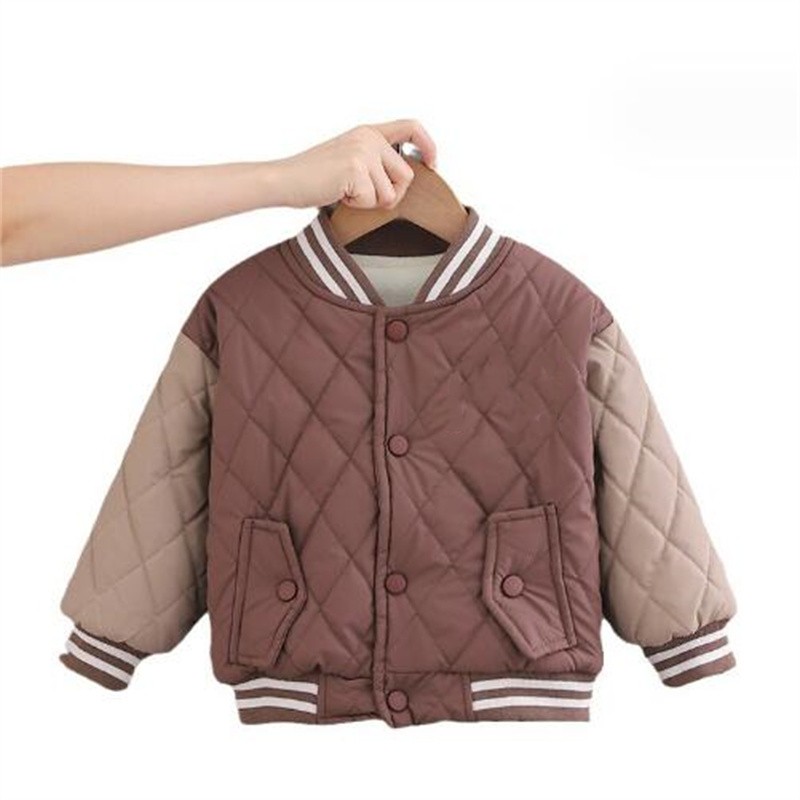 Boys' Cotton Coat Children's Clothing 2024 New Fashion Spell Color Winter Warm Thickened Children's Cotton Clothes Boys' Coat