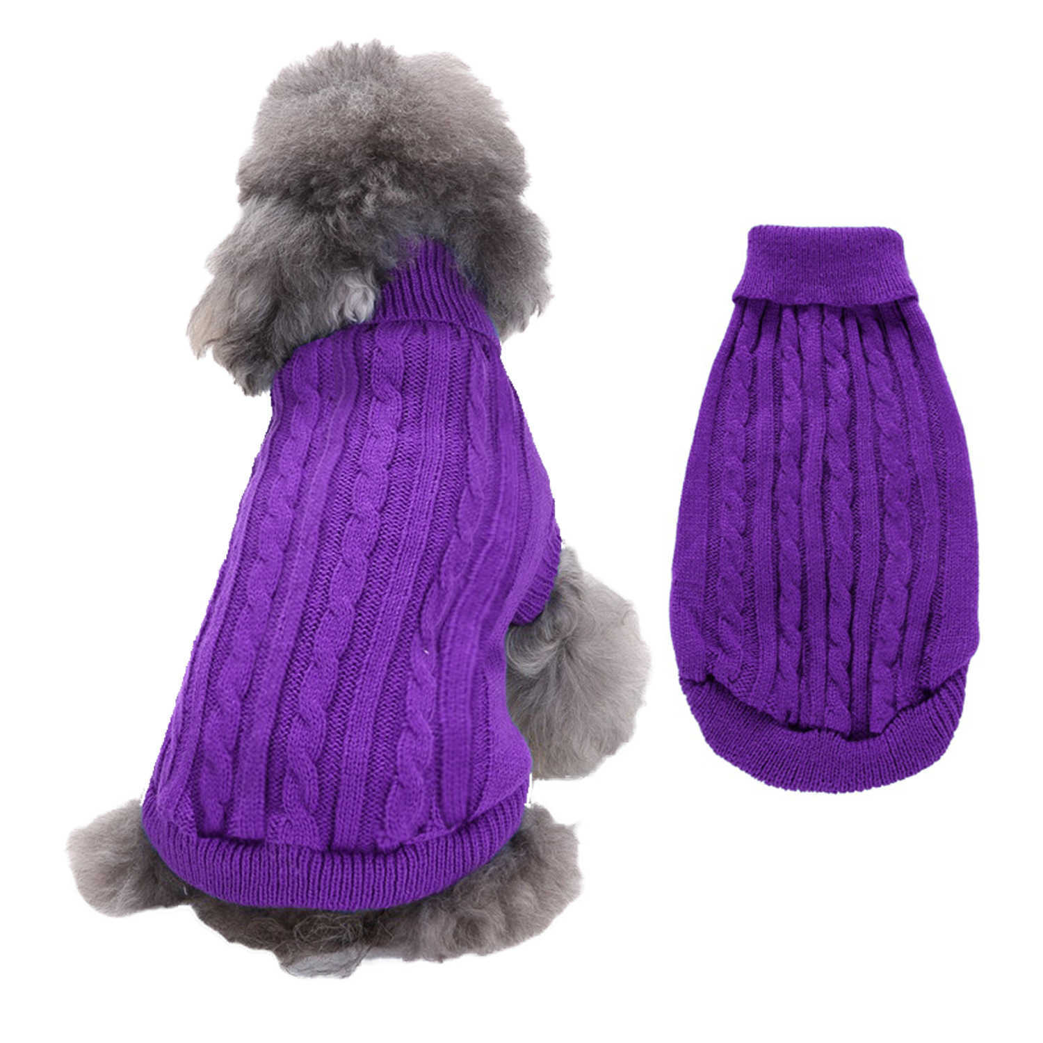 Dog Apparel Pet supplies dog clothing solid color twisted high collar pet sweater autumn and winter