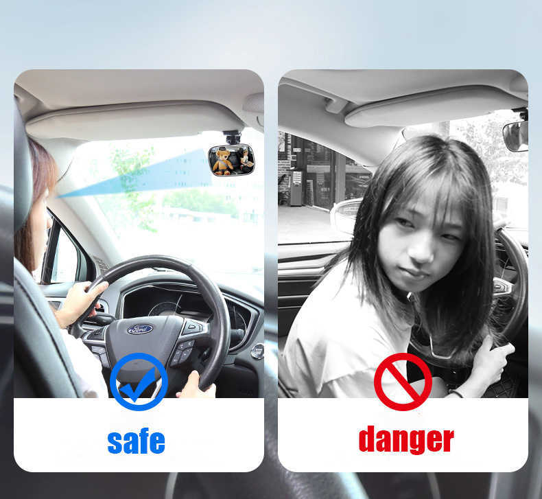 Bil baby övervakar säkerhetsvy bil baksäte baby vy spegel justerbar konvex baby säkerhetsmonitor auto tillbehör delar