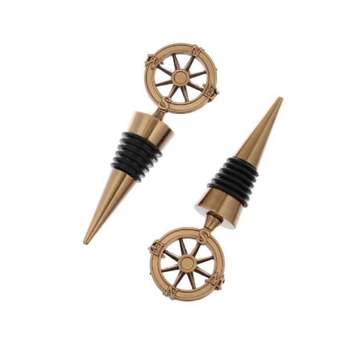 Bar Tools Golden Compass Wine Stopper Wedding gynnar gåvor Retro Vinflaskstoppare Souvenirer Legering Compass Bottle-Stopper SN754