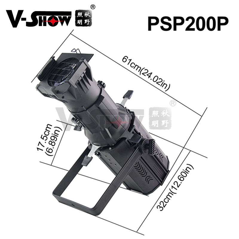 Vshow 200W LED -profiel Spotlight 3000K DMX LED Studio Ellipsoïdale lichten voor Auditorium Theatre Fashion Show