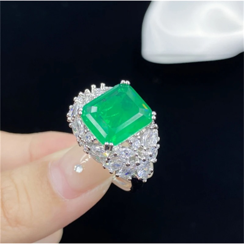 Flower Lab Emerald Diamond Jewelry set 925 Sterling Silver Engagement Wedding Rings Earrings Necklace For Women Promise Jewelry