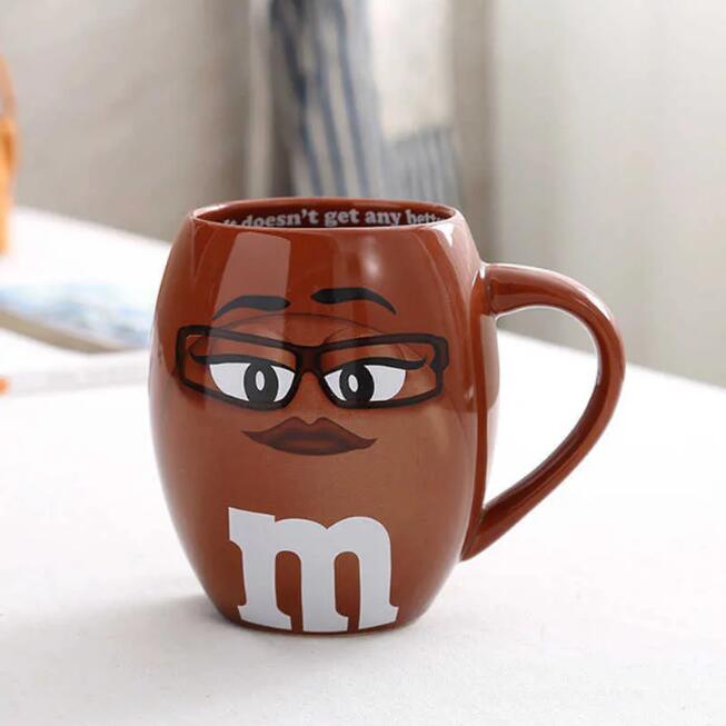 Top 600mL m&m Beans Coffee Mugs Tea Cups and Mugs Cartoon Cute Expression Mark Large Capacity Drinkware Christmas