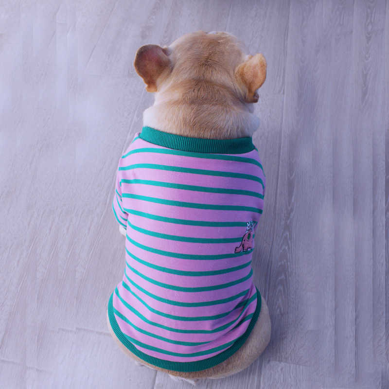 Dog Apparel Tiger dog spring and autumn winter French fighting stripe T-shirt bodysuit Teddy small medium tide brand clothes