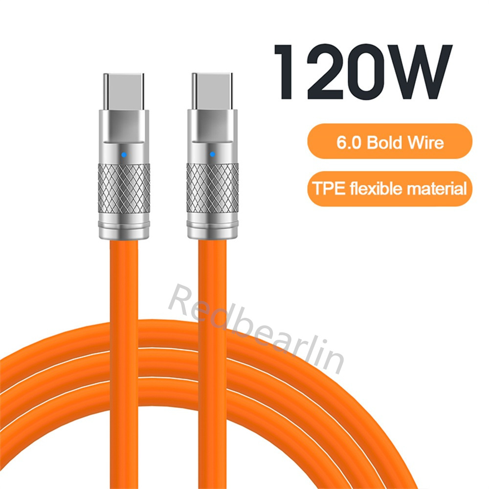 120W 6A PD C tot C Cabels TPE Zink Alloy Fast Snellaad Type C USB-C-kabel voor Samsung Galaxy S10 S20 S23 S23 S22 Utral Note 20 HTC LG Android Telefoon