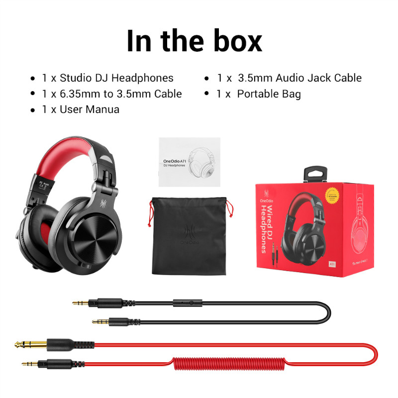 Oneodio A71 Cuffie over-ear cablate con microfono Studio DJ Cuffie Monitor professionale Registrazione Mixing Headset il gioco