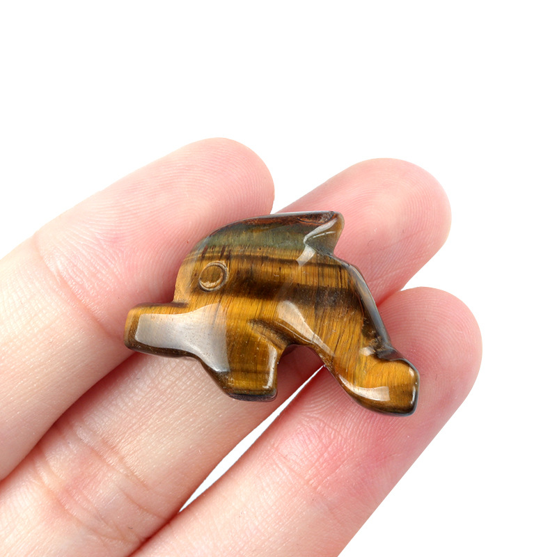 1 inch Dolphin Ornament Carved Natural Stone Bead Animal Craft Jewelry Fish tank landscape Decoration Reiki Healing Energy Knickknacks Gift