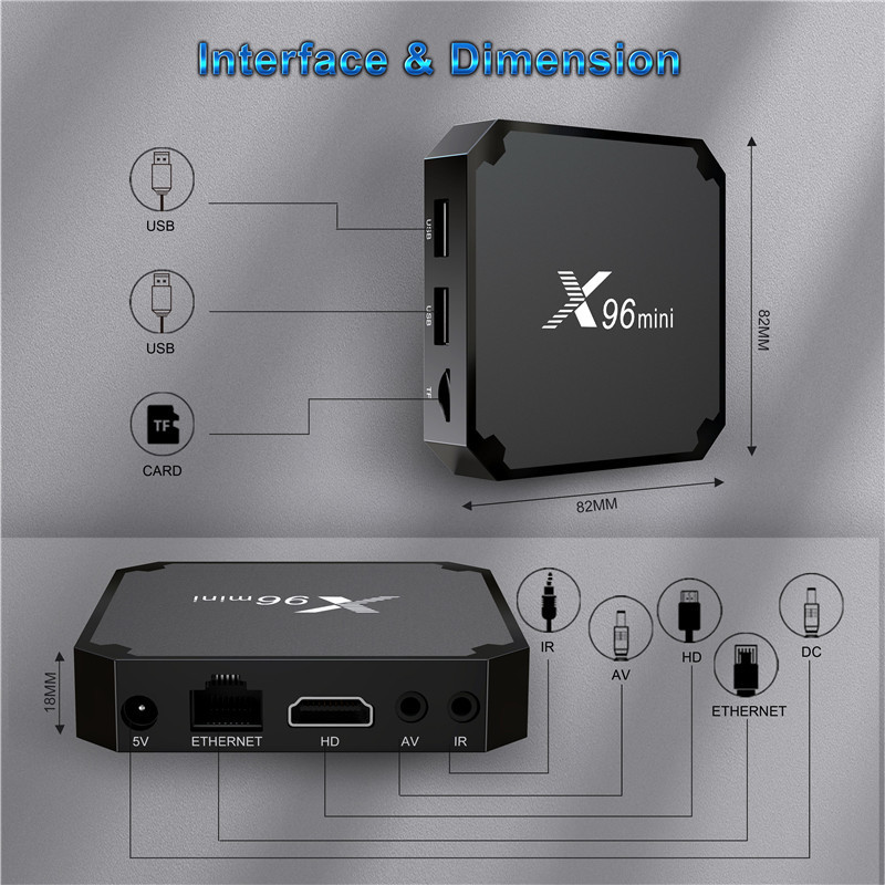 X96 mini Android 11.0 TV Box Amlogic S905W2 Quad Core RAM 1GB ROM 8GB Dual WiFi 2.4G/5.8G 4K HDR+ Smart Android 11.0 Media Player TV Box