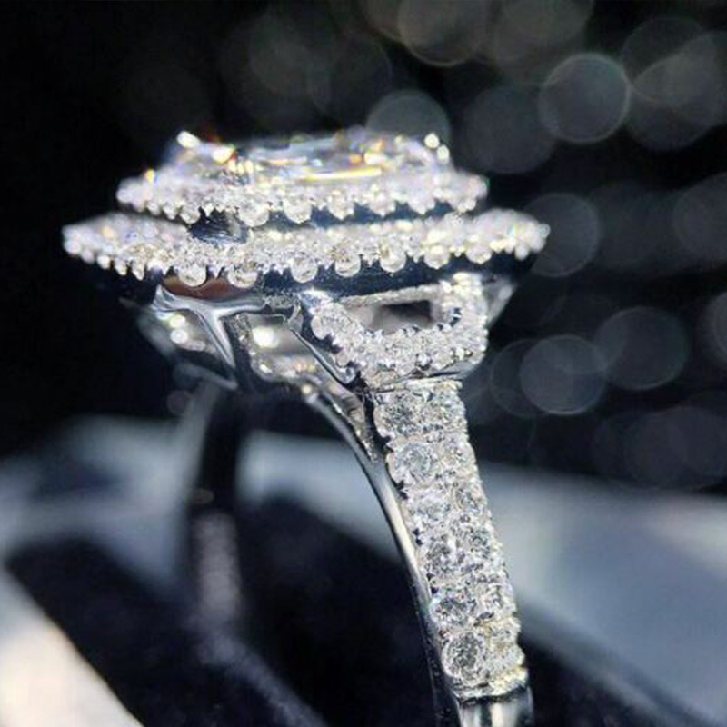 Princess Cut aaaaaa anel de zircão de ouro branco preenchido na aliança de casamento de noivado para homens homens vintage promessa jóias de festa