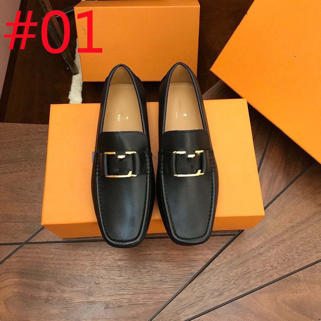 19Model Designer äkta läder Mens Loafers Shoes 2023 Luxury Brand Italian Men loafers mode andningsbara körskoskjutning på mockasiner hög kvalitetsstorlek 38-47