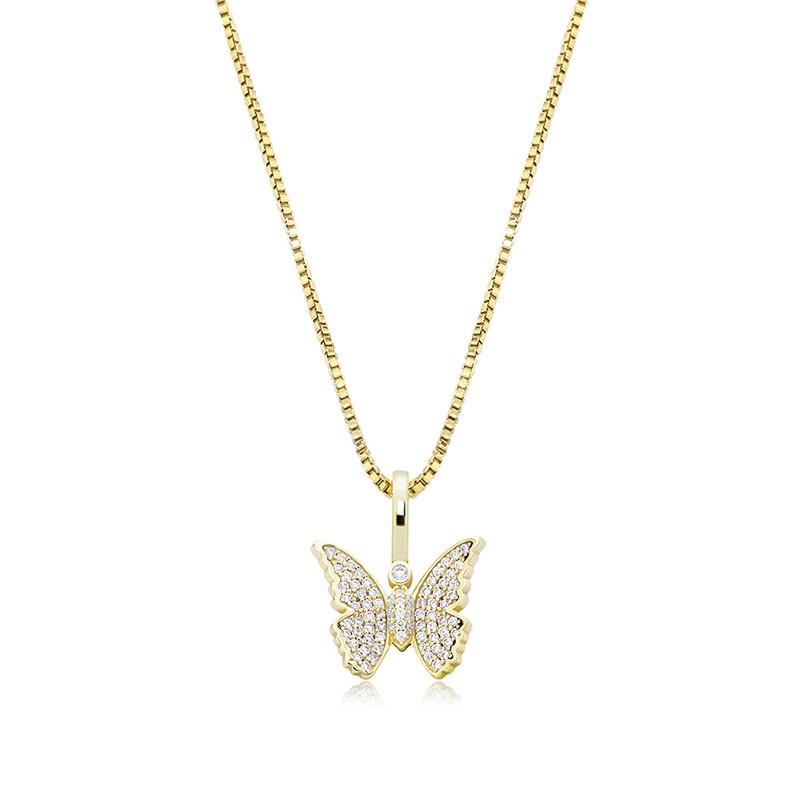 925 Sterling Silver New Butterfly Pendant Iced Out Cubic Zirconia Pendant Hip Hop Fashion Delicate Jewelry Gift Women