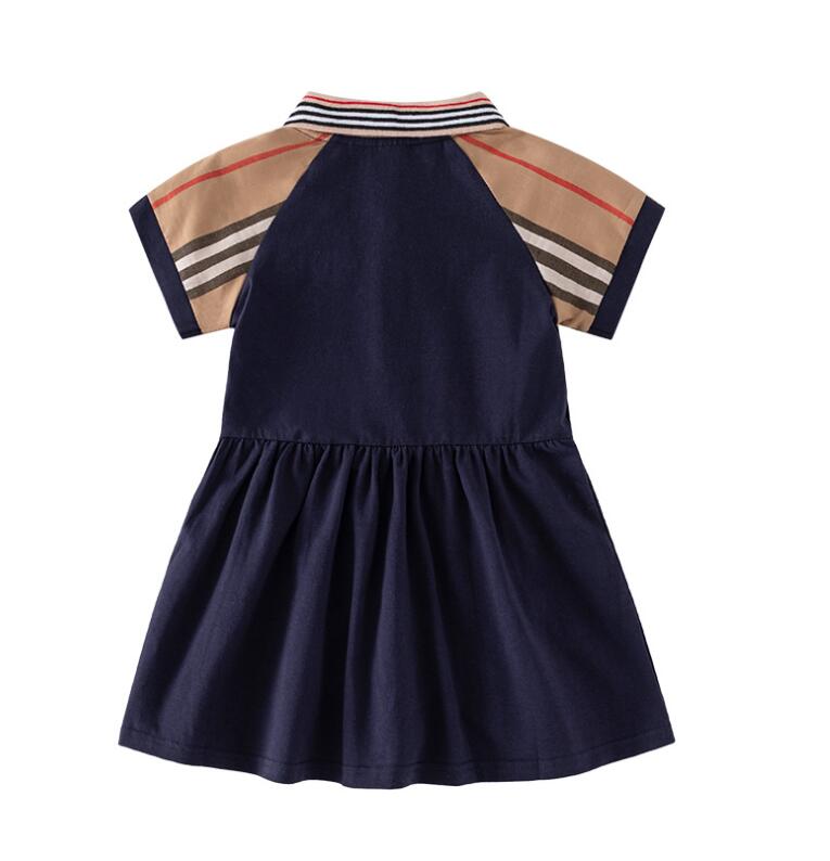 素敵な夏の赤ちゃんの女の子のプリンセスドレスコットンキッズ半袖ドレスガールターンダウンカラードレス子供スカート1〜6歳