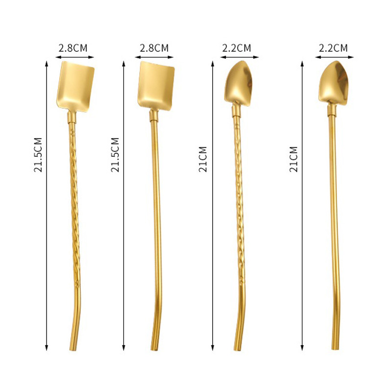 304 Stainless Steel Straw Spoon Reusable Metal Straw Mixing Stirring Straw for Smoothie Drinking Accessory LX6253