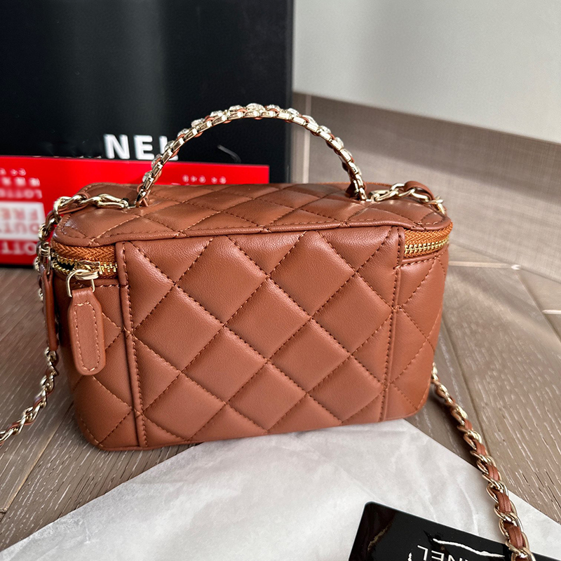 Lüks elmas tutamak makyaj kutusu tasarımcı crossbody çanta fransız klasik 23b kadın vanity case omuz çantaları çanta yüksek kaliteli bayan orijinal deri haberci çanta