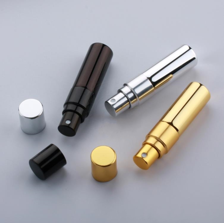 3 ml mini perfum butelka aluminiowa aluminiowa butelki rozpylającego Próbka pusta złote srebrne czarne szklane fiolki SN4242