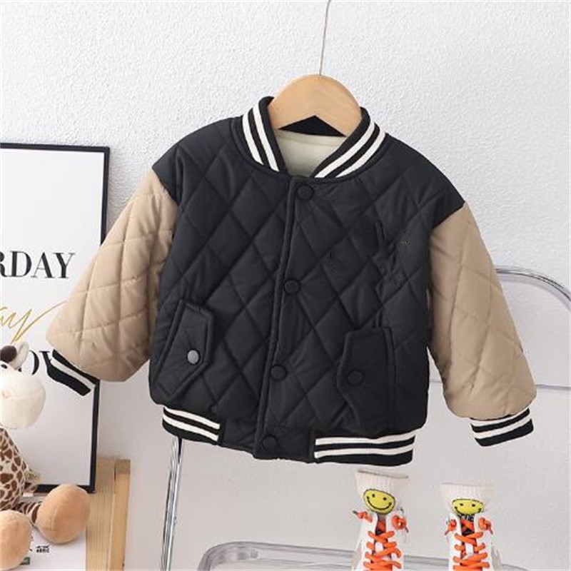 Boys' Cotton Coat Children's Clothing 2024 New Fashion Spell Color Winter Warm Thickened Children's Cotton Clothes Boys' Coat