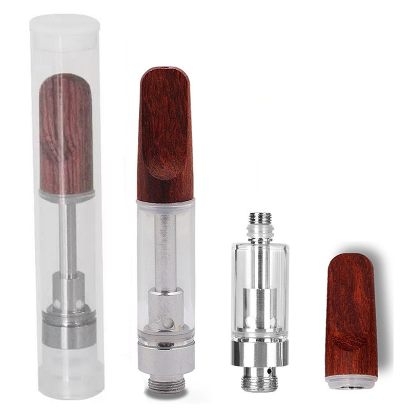 Cartucce di legno Vape TH205 con tubo di plastica Vetro ceramico 0.5ml 0.8ml 1.0ml 510 Carrelli di legno vuoti con filo